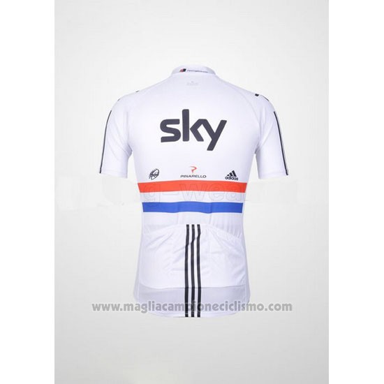 2012 Abbigliamento Ciclismo Sky Campione Regno Unito Nero e Bianco Manica Corta e Salopette